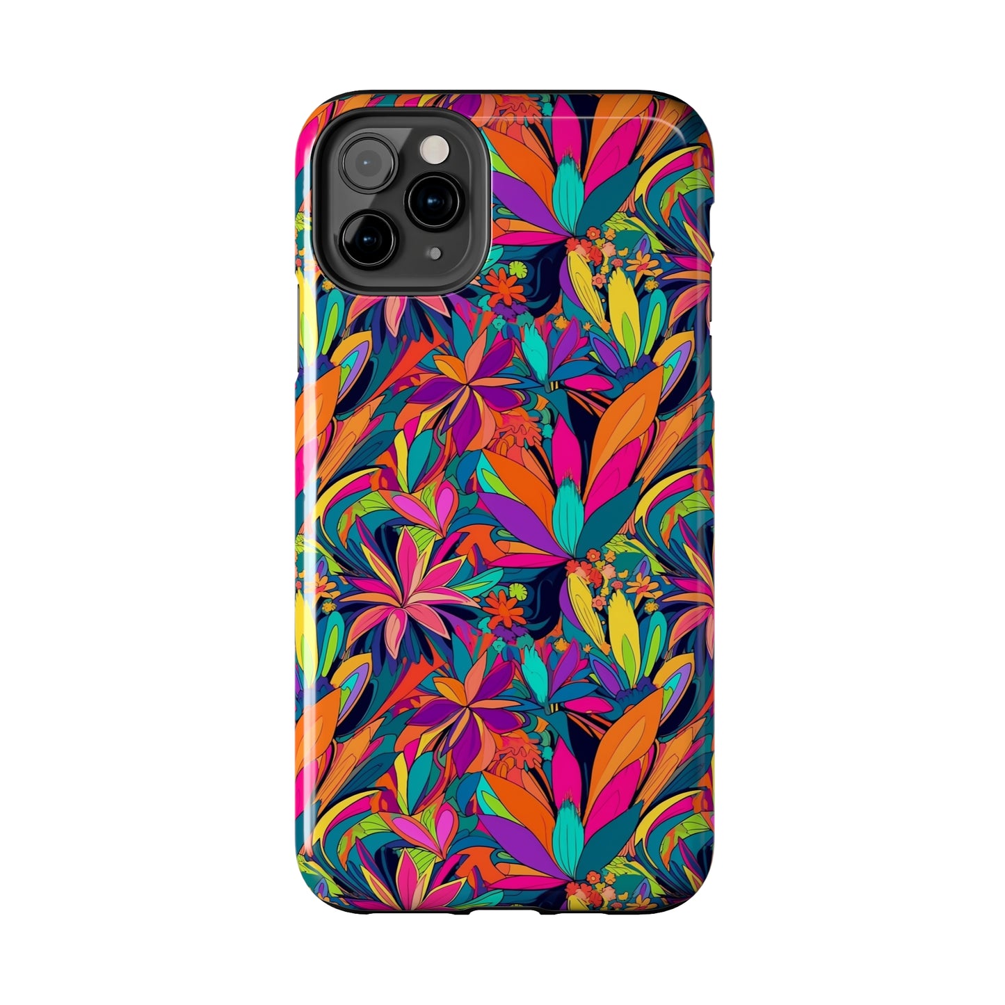 Tropical Neon Flowers Iphone Tough Phone Case