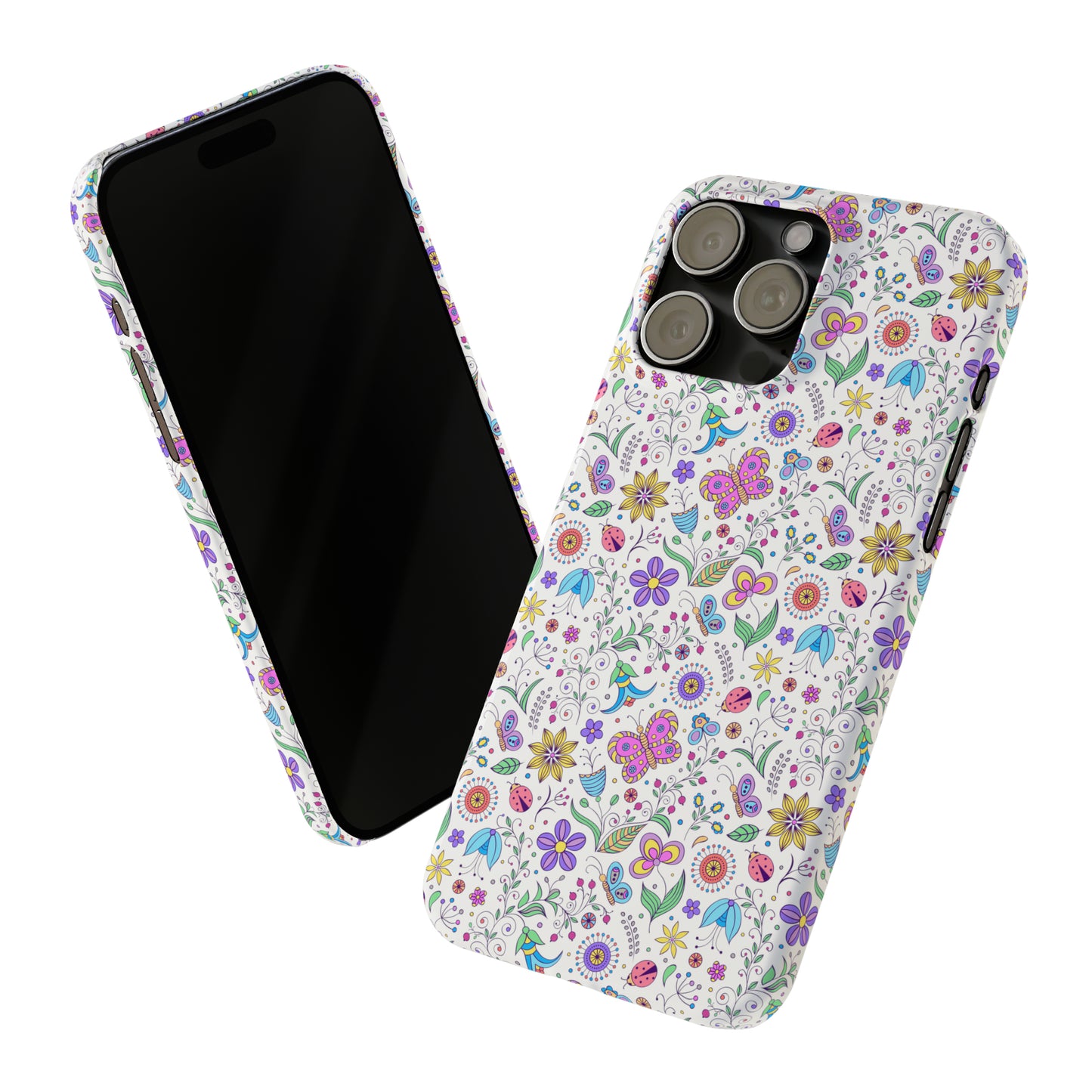 Butterflies and Flowers Iphone 15-12 Slim Phone Case