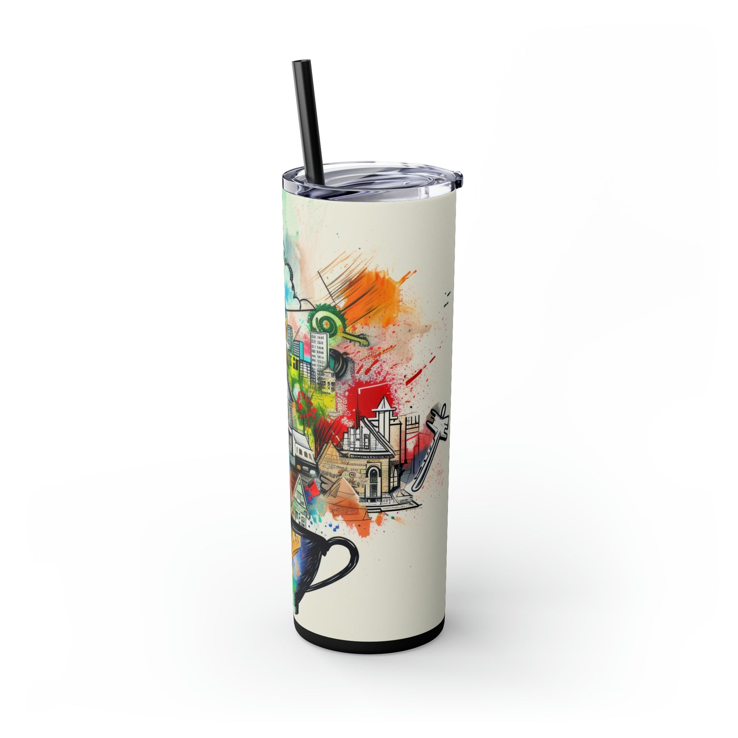 Vibrant Collage Real Estate and Realtor Life 20oz Skinny Tumbler with Straw