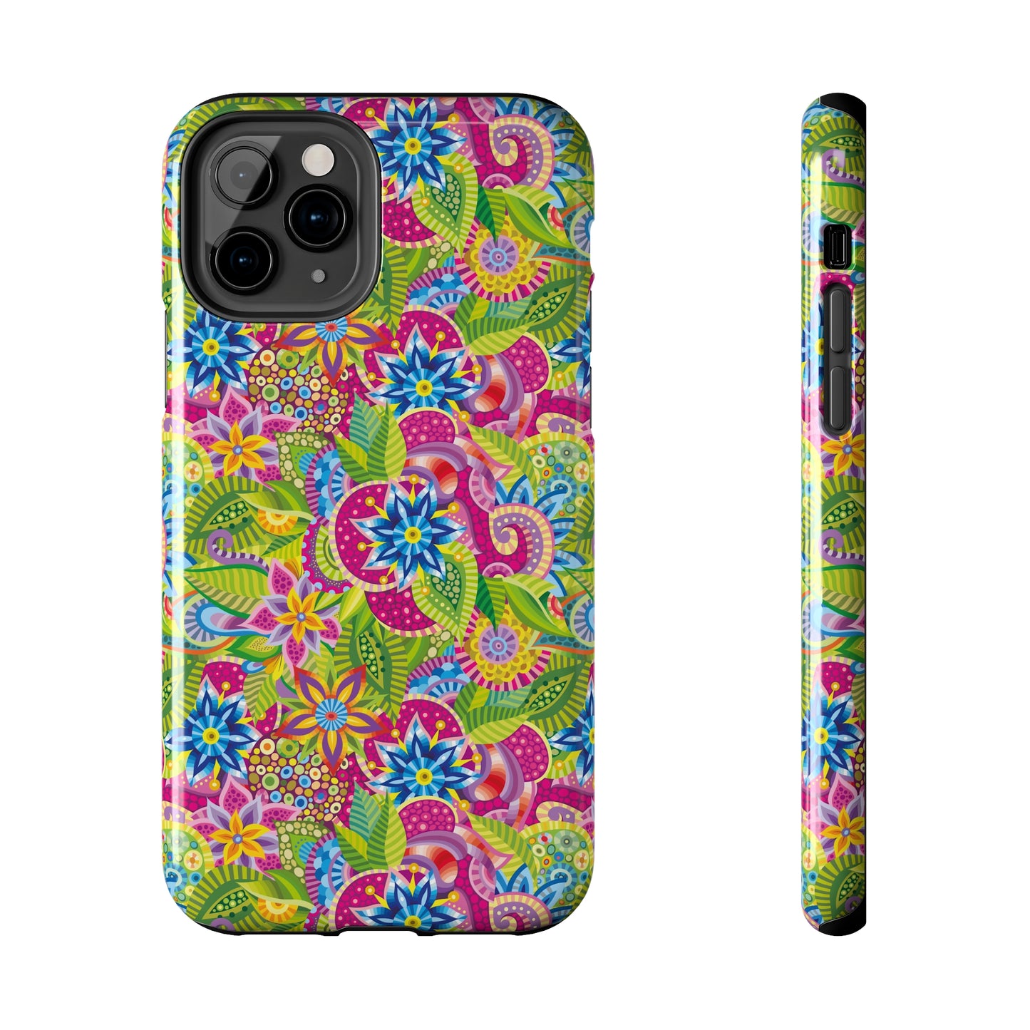 Vibrant Array of Abstract Flowers and Paisley in Rainbow Hues Iphone Tough Phone Case