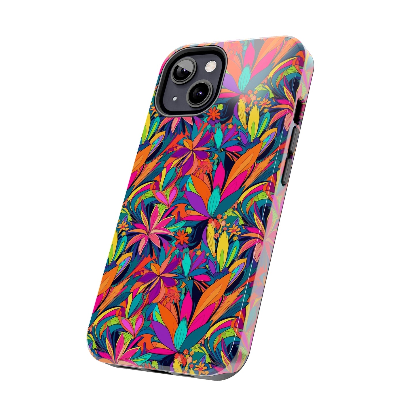 Tropical Neon Flowers Iphone Tough Phone Case