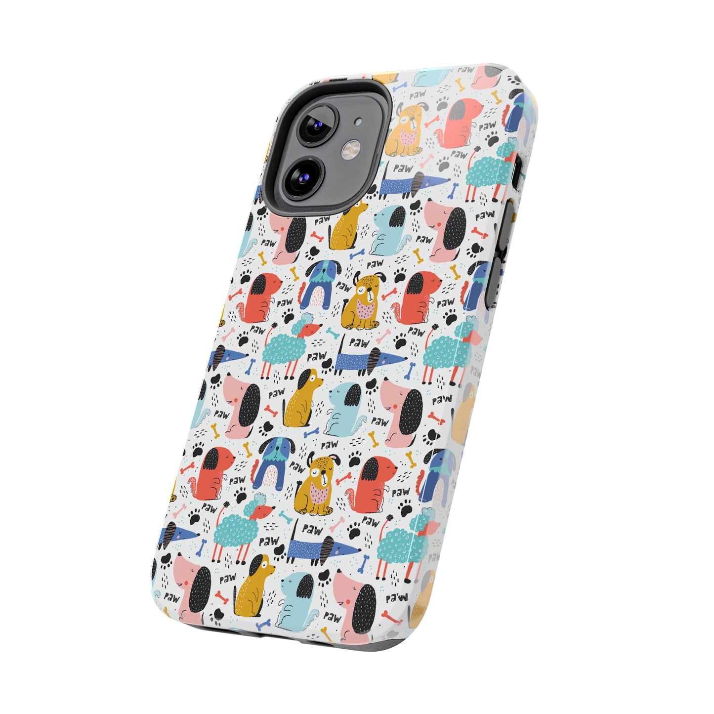 Playful Pups: Colorful Cartoon Dogs Iphone Tough Phone Case