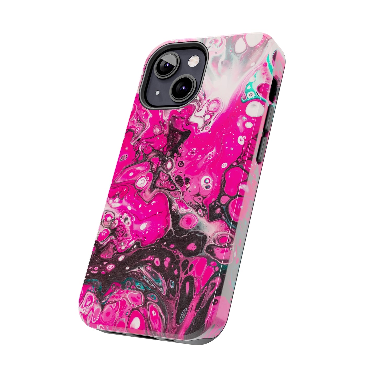 Pink, Black and White Alcohol Ink Design Iphone Tough Phone Case