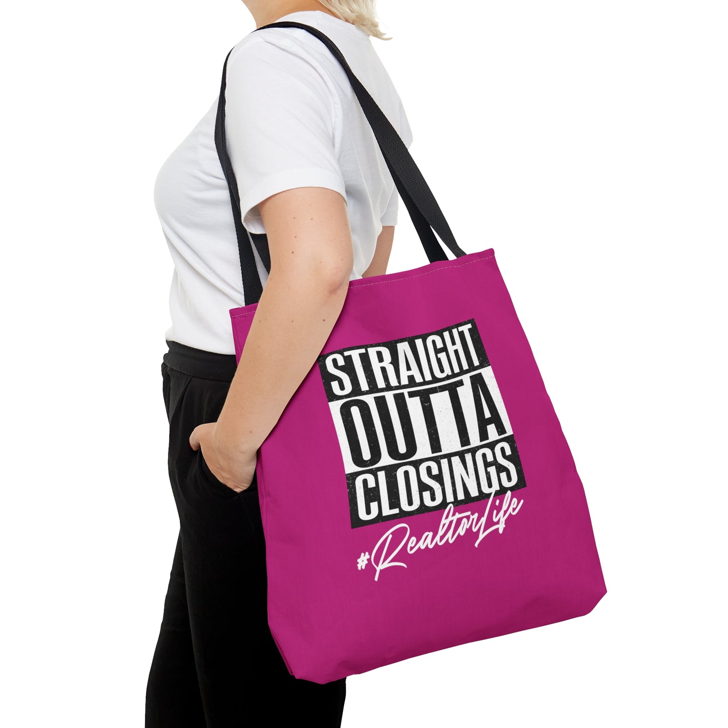 Straight Outta Closings Design in Hot Pink - Canvas Tote 3 Sizes