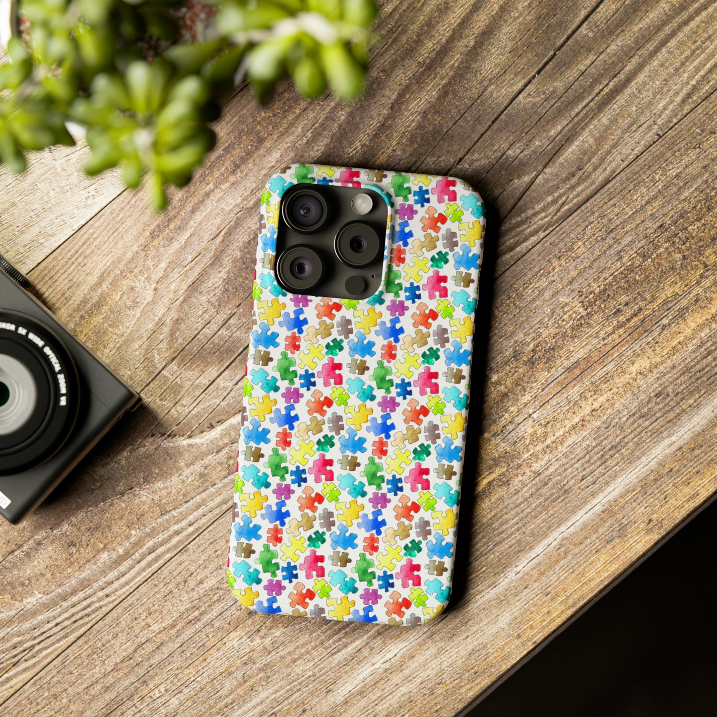 Rainbow Puzzle Pieces Iphone 15-12 Slim Phone Case