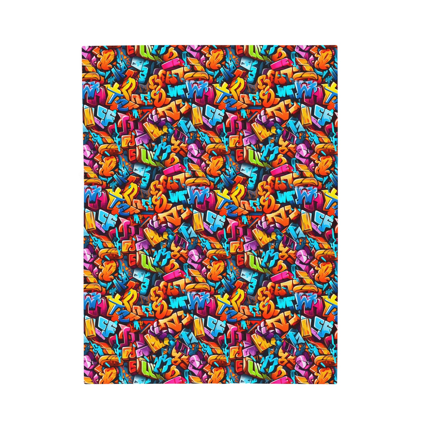 Colorful Street Art Pattern Print with Energetic Vibes Velveteen Plush Blanket 3 Sizes