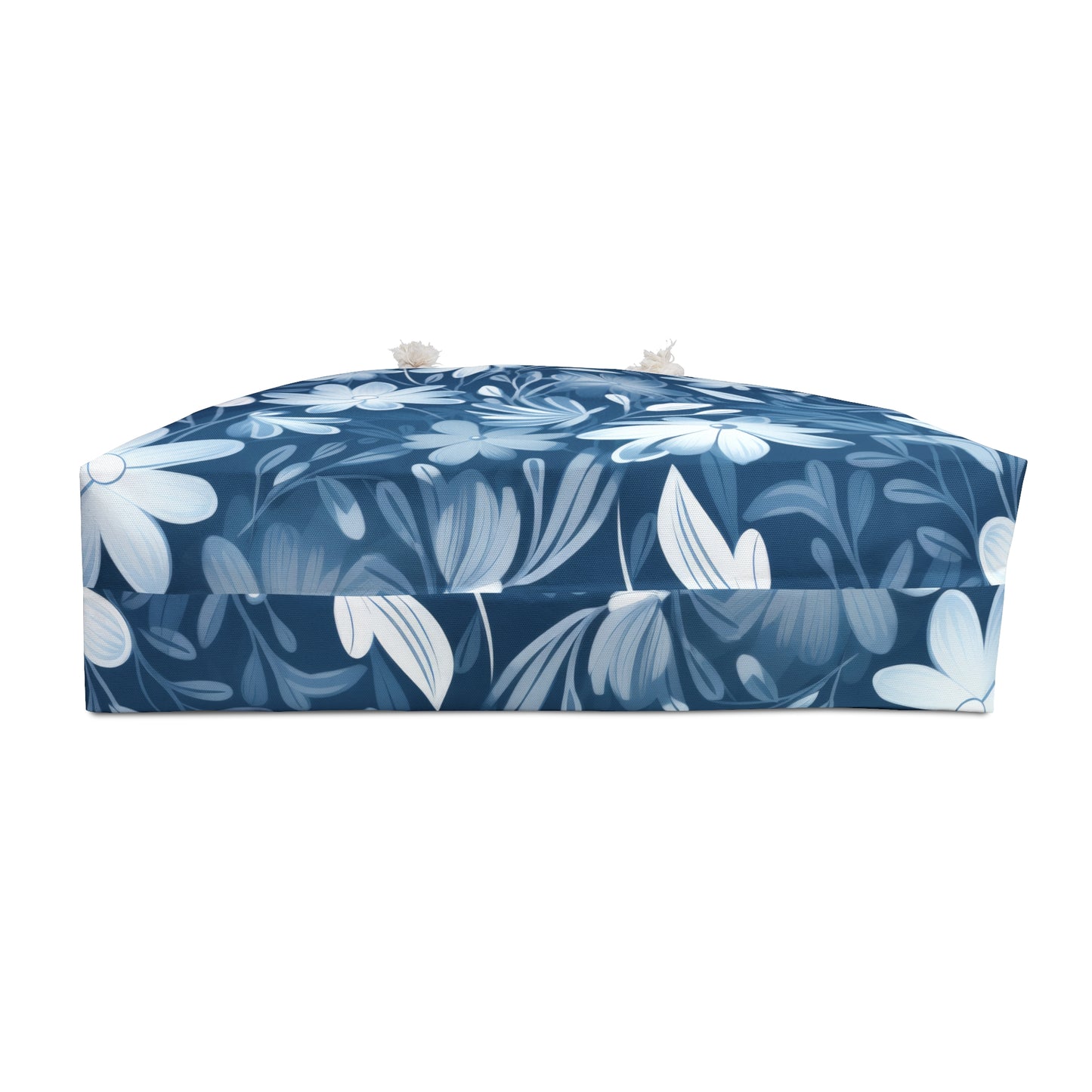 Gentle Elegance: Soft Muted Blue Flower Design - Weekender Oversized Canvas Tote Bag 24" × 13"