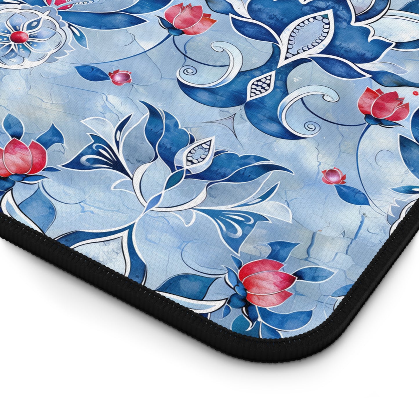 Enchanting Blue and Pink Lotus Mosaic Gaming Mouse Pad  Desk Mat  - 3 Sizes