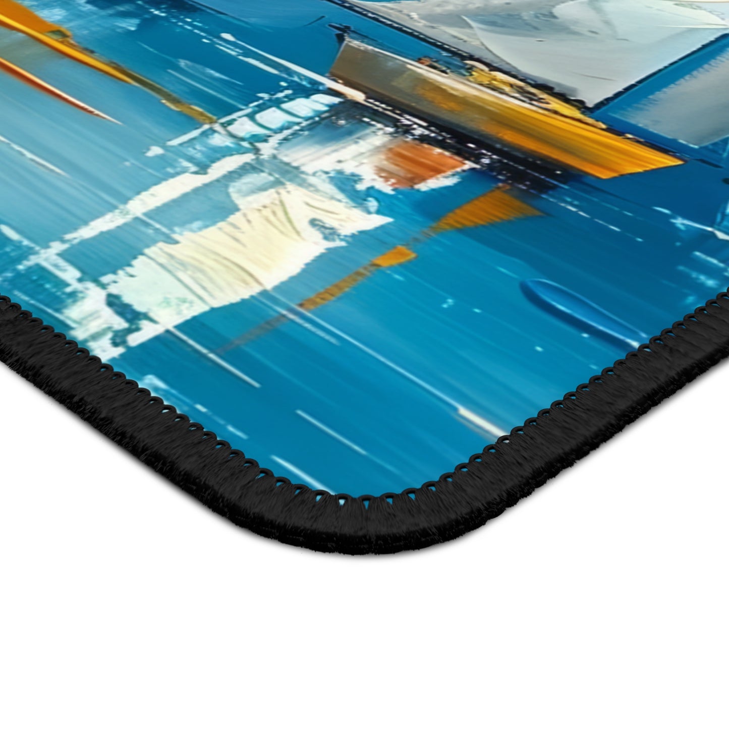 Sailboats Gliding on the Open Sea, Bathed in the Warm Glow of the Setting Sun Gaming Mouse Pad with Finished Edges