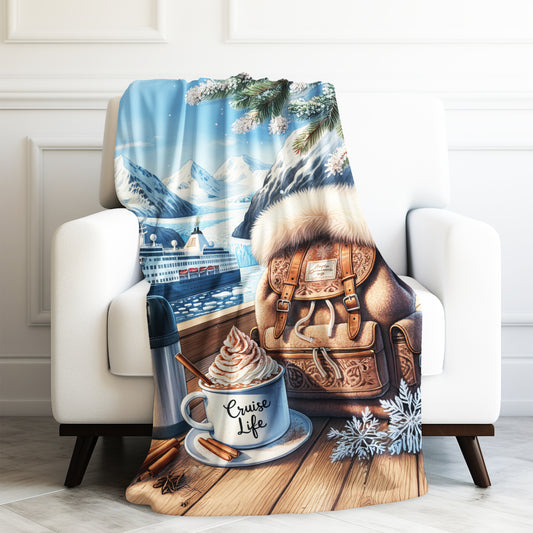 Cruise Time Alaska Nature Cruise Life Vacation Velveteen Plush Blanket 3 Sizes