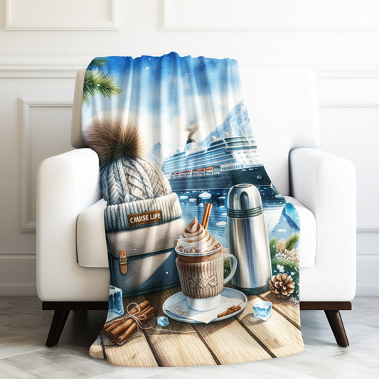 Cruise Time Alaska Nature Cruise Life Vacation Velveteen Plush Blanket 3 Sizes