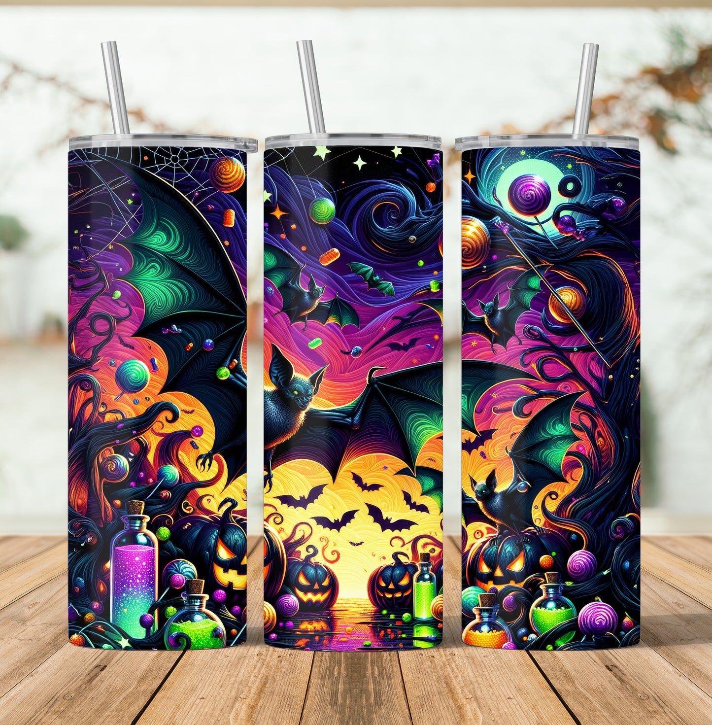 Spooky Season Halloween Bats Design 20 oz Skinny Tumbler