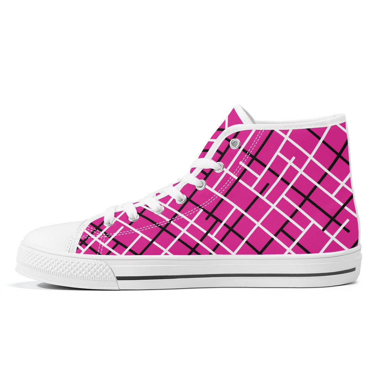 Work Hard Be Kind - Pink w/ Lines Converse Style High Tops