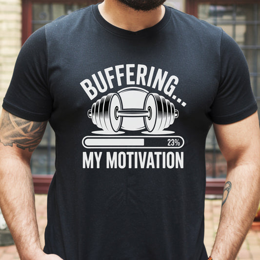 Funny Workout T-Shirt Buffering My Motivation, Workout Classic Unisex Jersey Short Sleeve