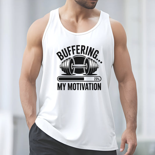 Funny Workout Tank Buffering My Motivation, Workout Tank Unisex Jersey Tank