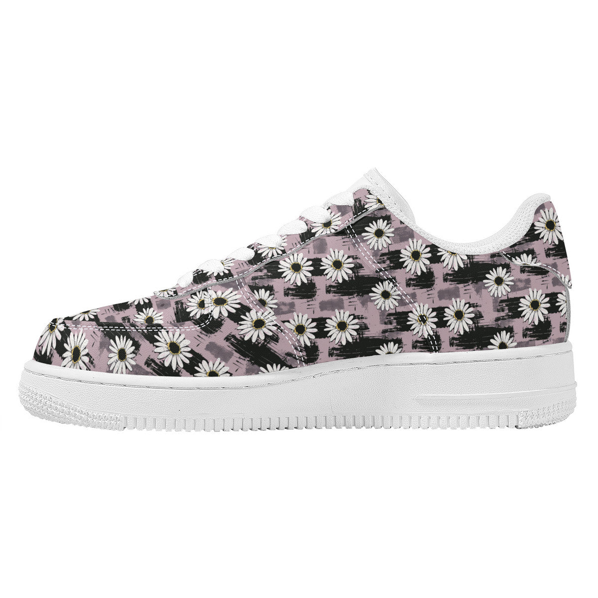 Edgy Daisy Dream with Pink and Black Grunge Unisex Air Force Sneakers