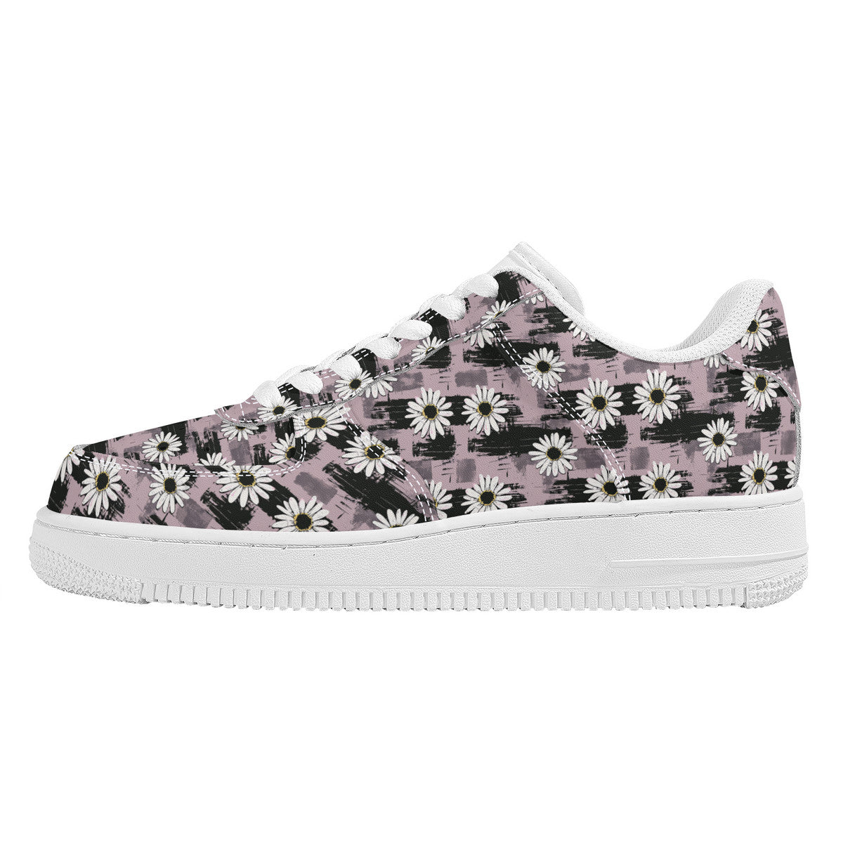 Edgy Daisy Dream with Pink and Black Grunge Unisex Air Force Sneakers