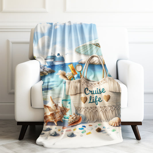 Cruise Time Caribbean Cruise Life Vacation Velveteen Plush Blanket 3 Sizes