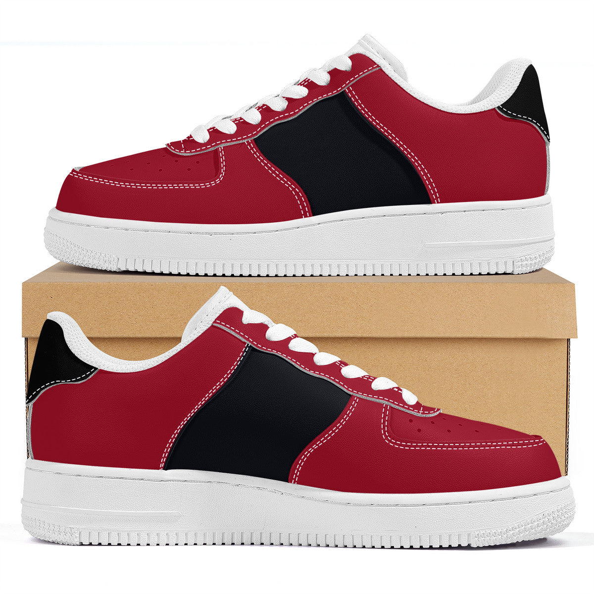 Red and Black Unisex Air Force Sneakers