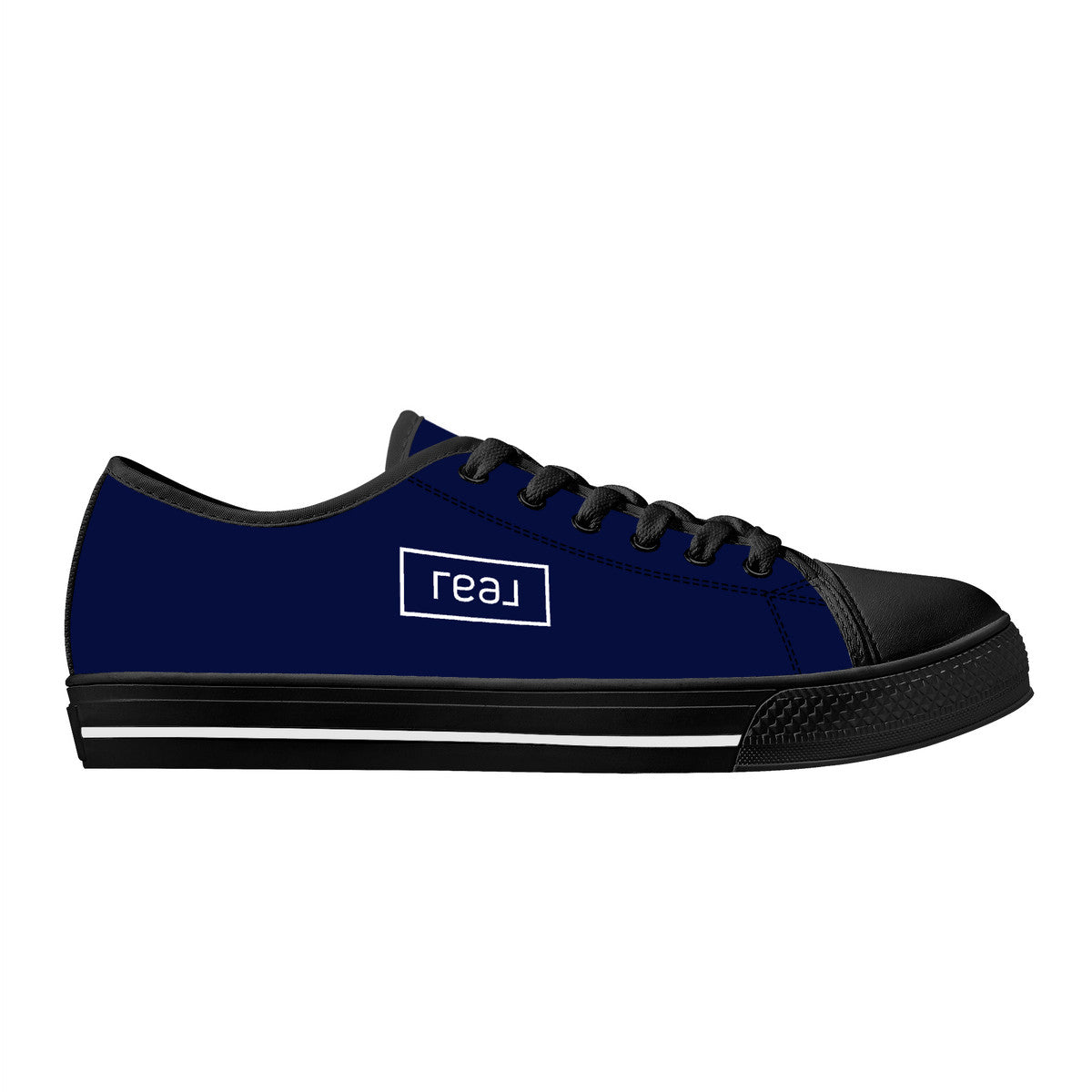 Real Logo on Navy with Black Toe Canvas Sneakers