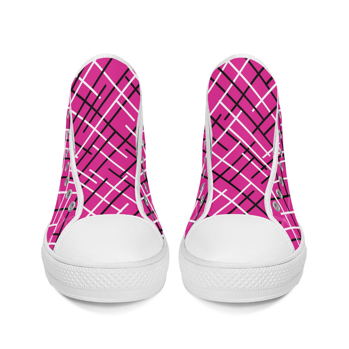 Work Hard Be Kind - Pink w/ Lines Converse Style High Tops