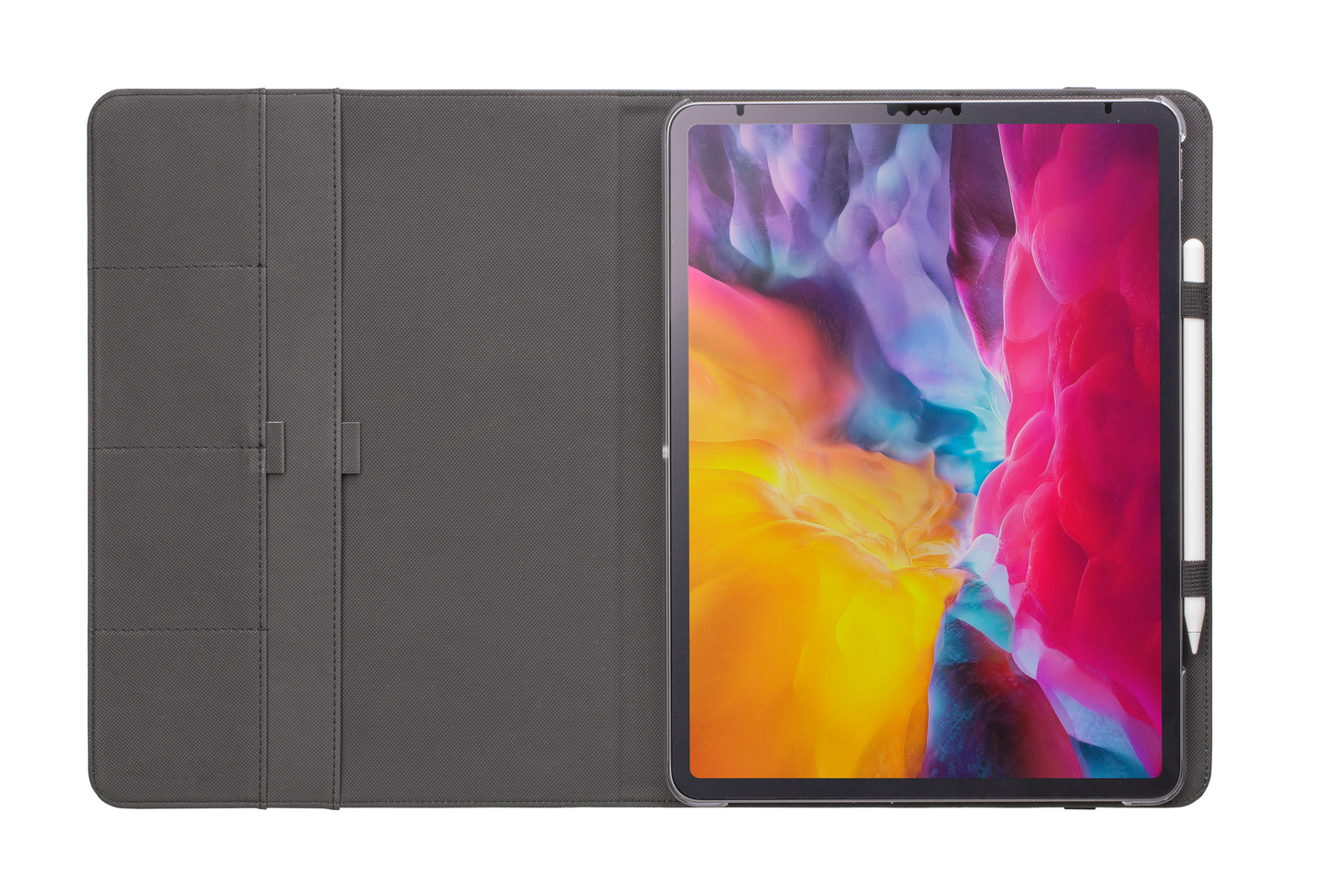 Vibrant Mosaic of Tropical Unique Shapes and Hues, from Vivid Oranges to Deep Blue Leaves and Flowers Protective iPad Pro 11 & Pro 12.9 Protective Case and Pencil Holder