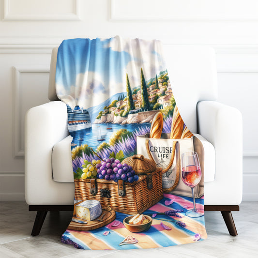 Cruise Time French Riviera Cruise Life Vacation Velveteen Plush Blanket 3 Sizes