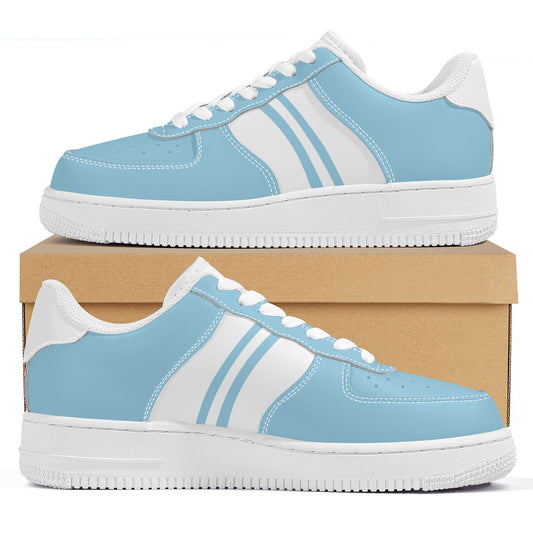 Pastel Blue with Blue and White Football Stripe Unisex Air Force Sneakers