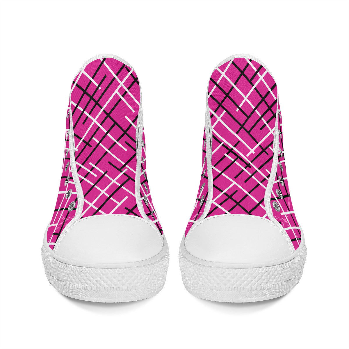 Work Hard Be Kind - Pink w/ Lines Converse Style High Tops