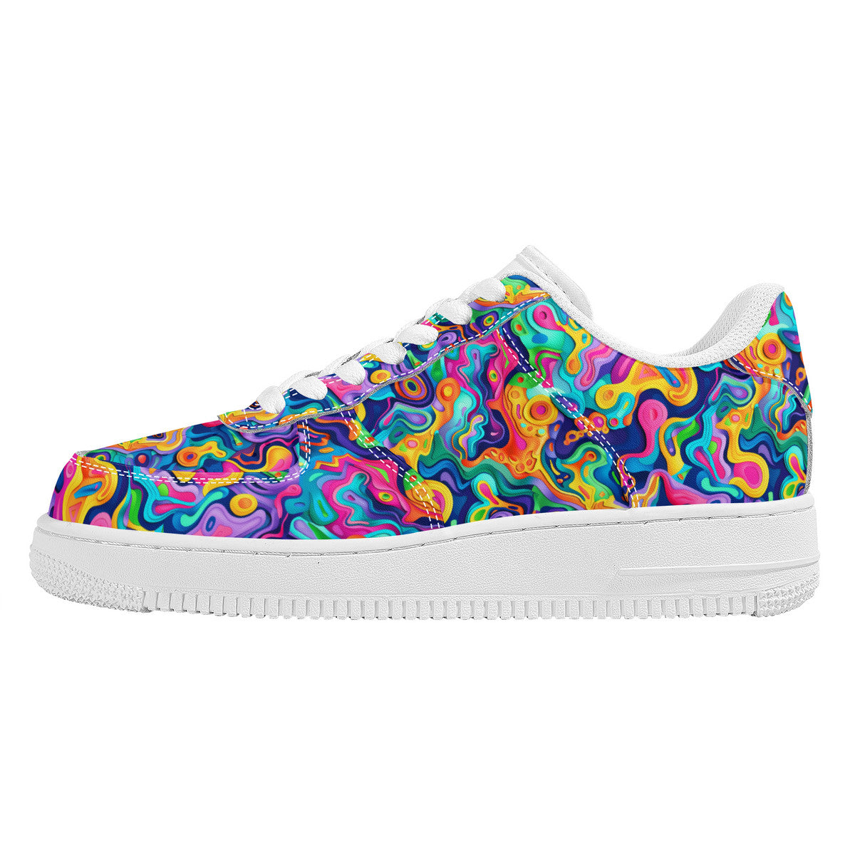 Colorful Psychedelic Waves Abstract 3D Design Unisex Air Force Sneakers