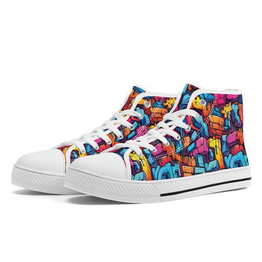 3D Abstract Street Graffiti Converse Style High Tops