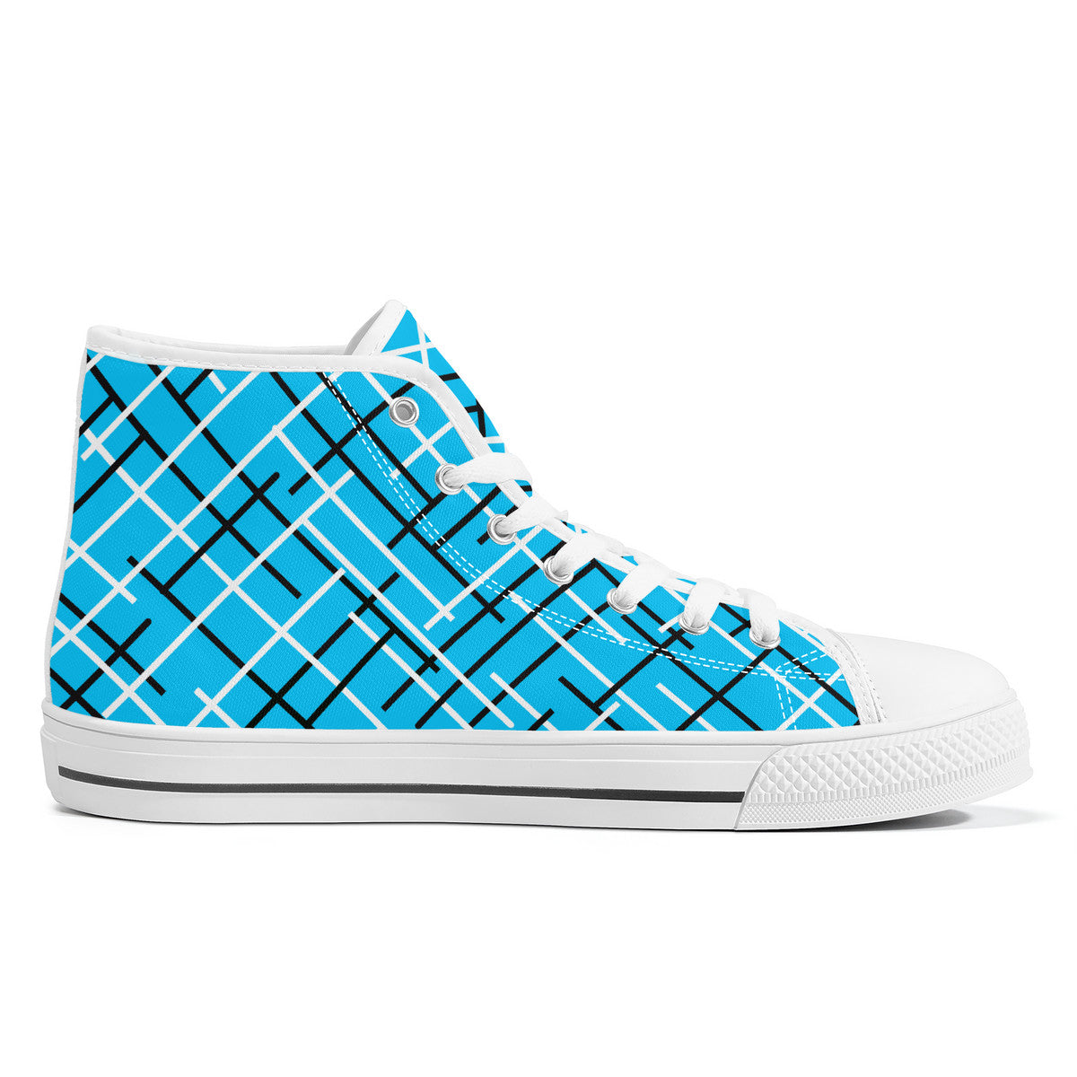 Work Hard Be Kind - Blue w/Lines Converse Style High Tops