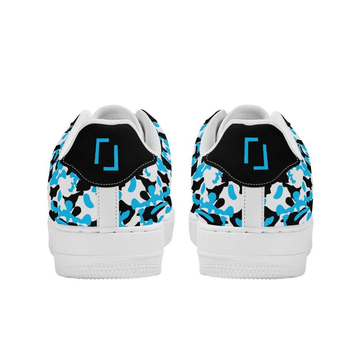 Blue and Black Camouflage with Work Hard Be Kind Unisex Air Force Sneakers