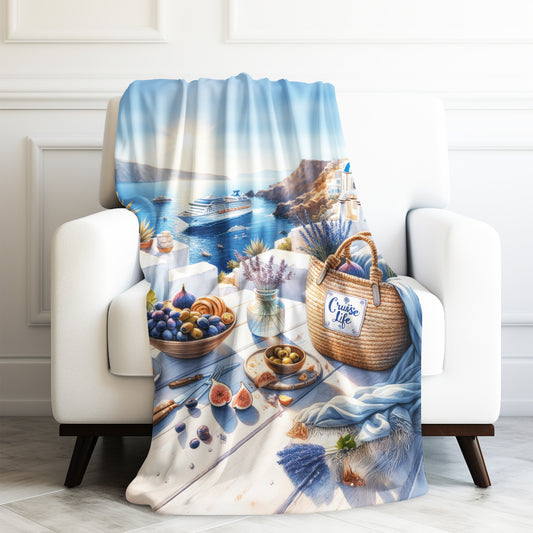 Cruise Time Mediterranean Cruise Life Vacation Velveteen Plush Blanket 3 Sizes