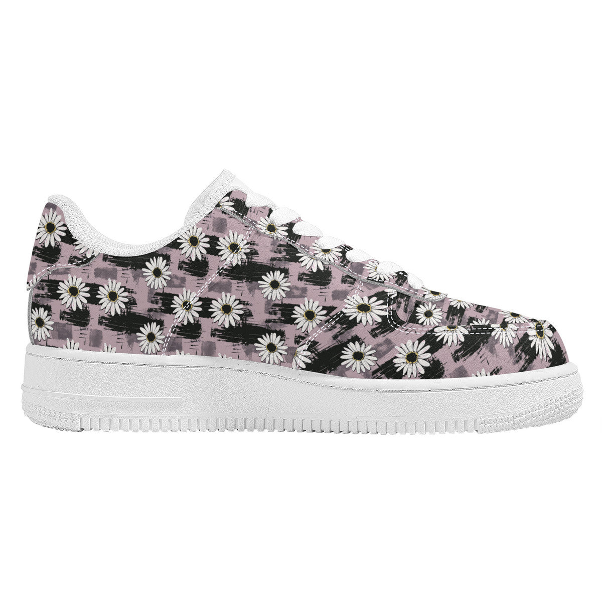 Edgy Daisy Dream with Pink and Black Grunge Unisex Air Force Sneakers