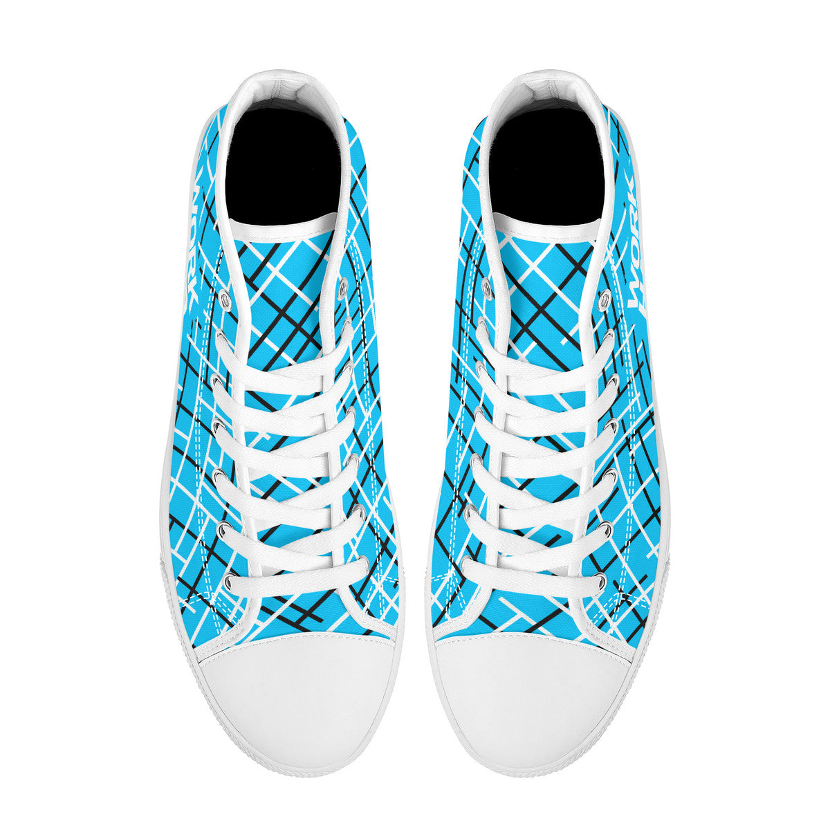 Work Hard Be Kind - Blue w/Lines Converse Style High Tops