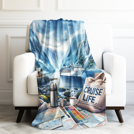 Cruise Time Norway Nature Cruise Life Vacation Velveteen Plush Blanket 3 Sizes