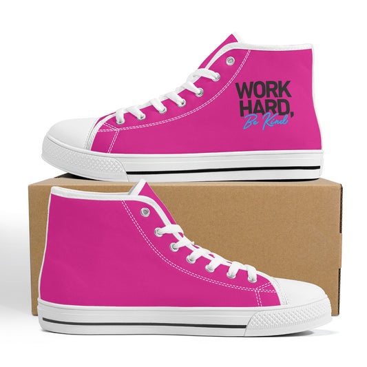 Work Hard Be Kind - Pink Converse Style High Tops