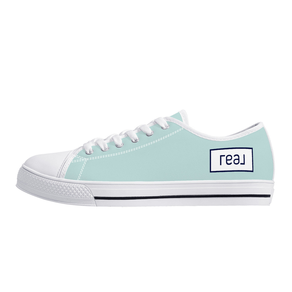 Real White Logo on Aqua Background Canvas Sneakers