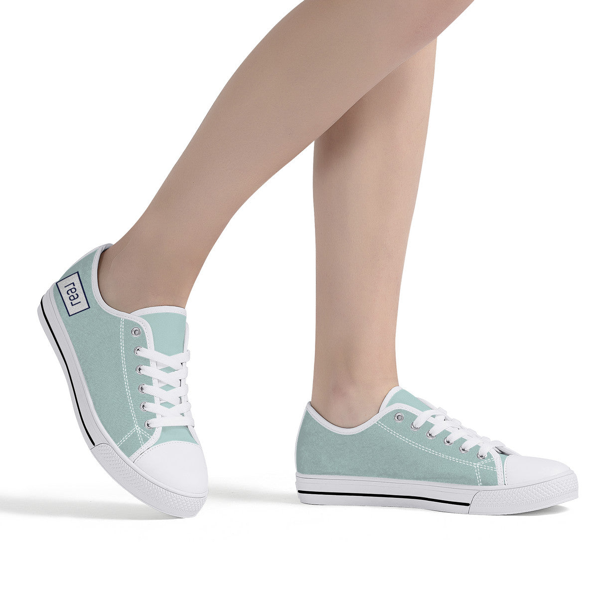 Real White Logo on Aqua Background Canvas Sneakers