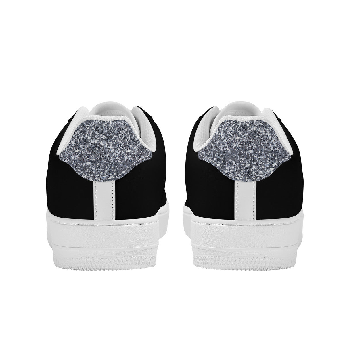 Black and Silver Sparkle Print Unisex Air Force Sneakers