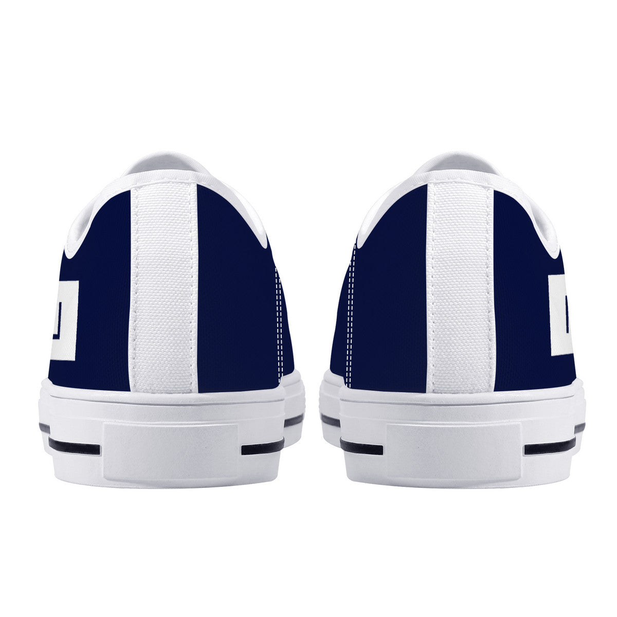 Real Logo in White on Navy Background Canvas Sneakers