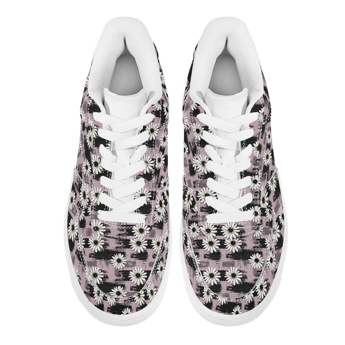 Edgy Daisy Dream with Pink and Black Grunge Unisex Air Force Sneakers