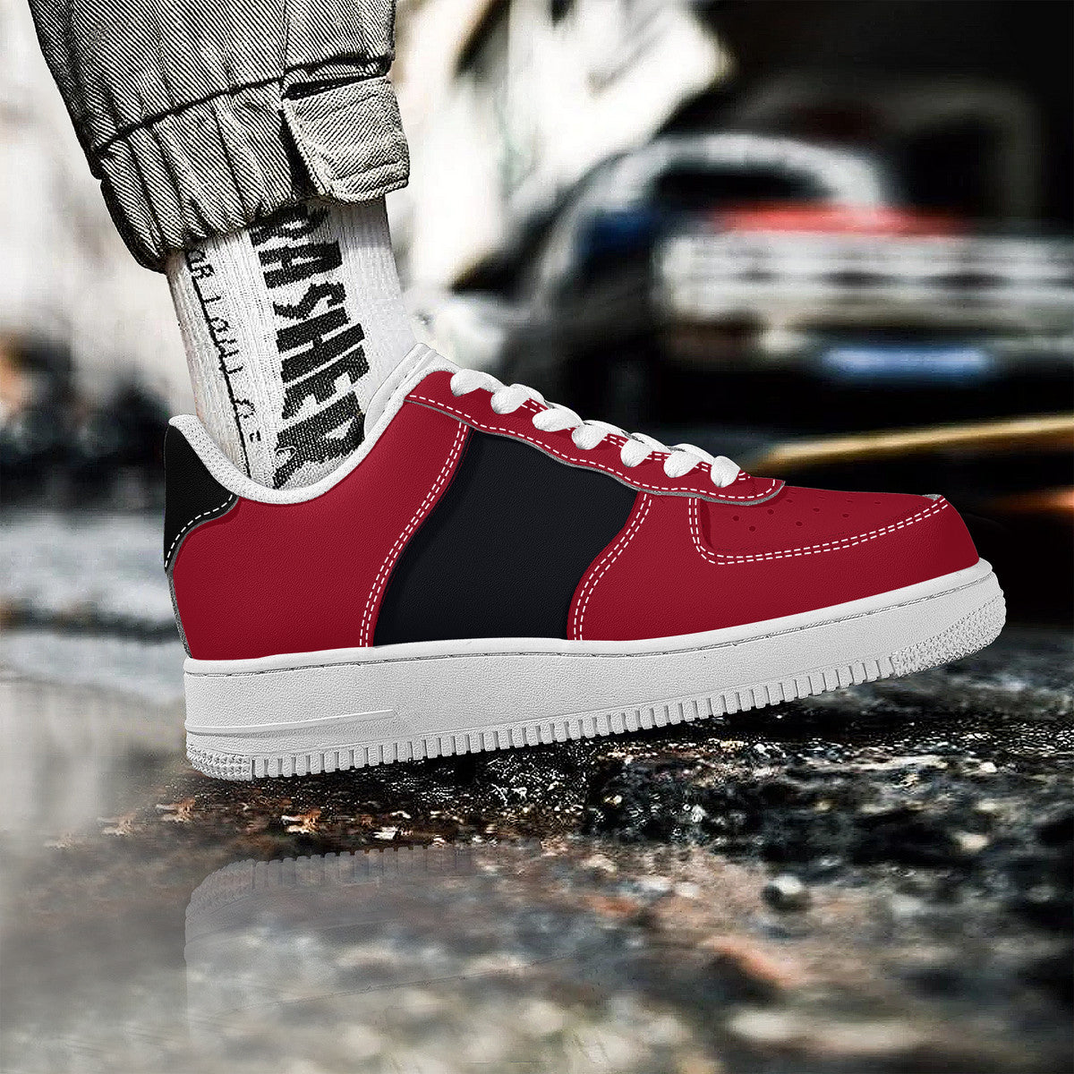 Red and Black Unisex Air Force Sneakers