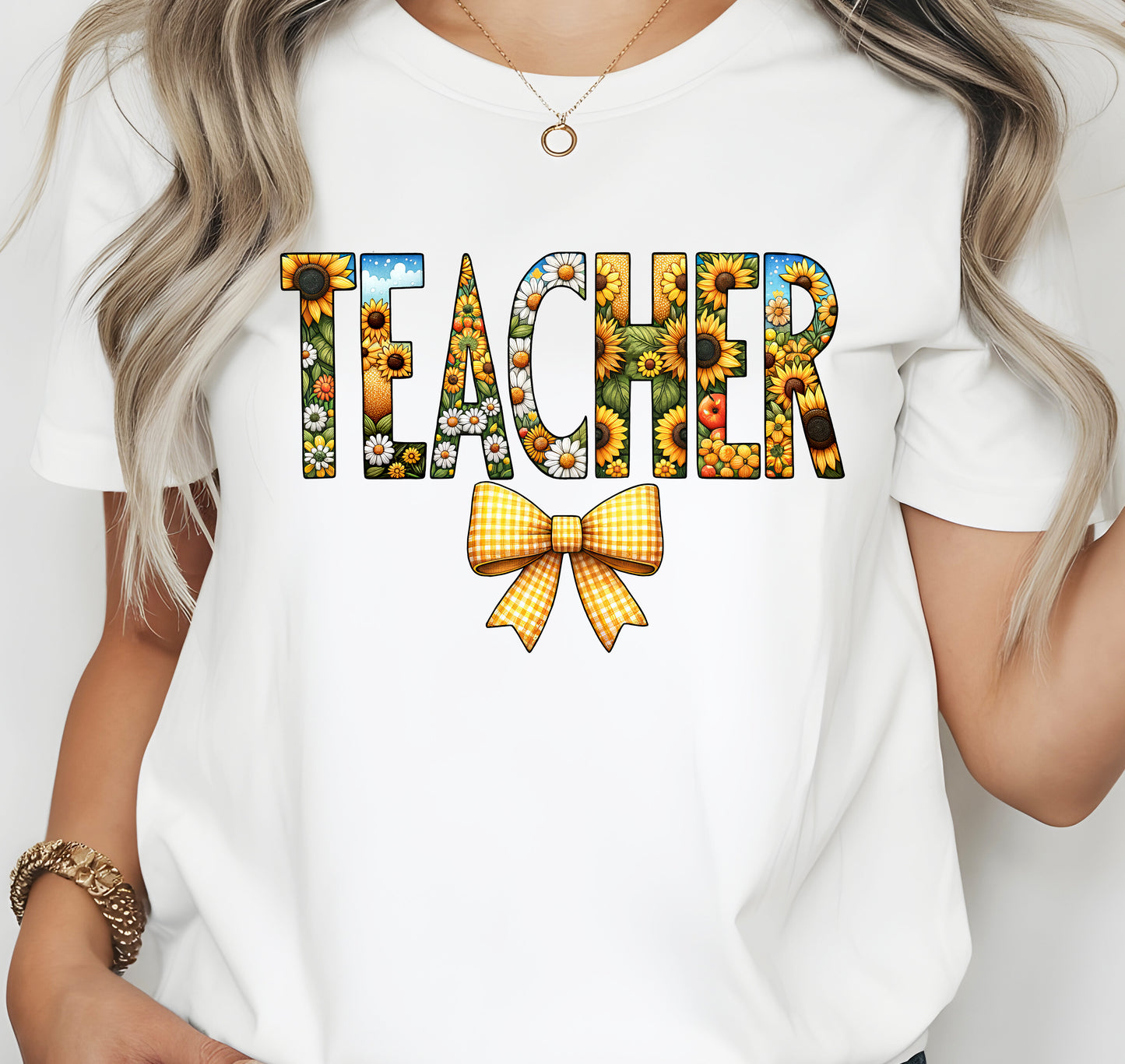 Coquette Teacher Summer Sunflower Theme Print Jersey Short Sleeve T-shirt