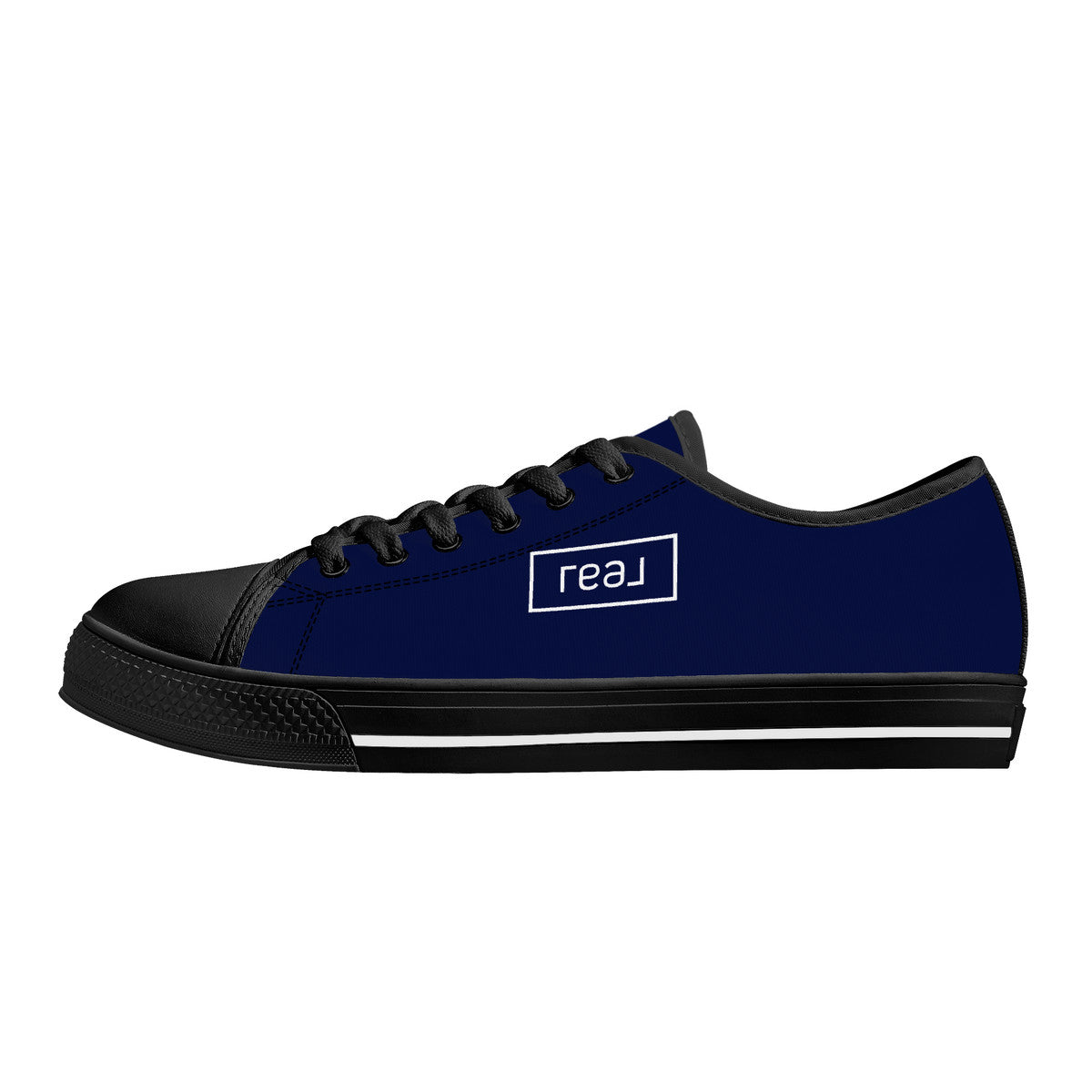 Real Logo on Navy with Black Toe Canvas Sneakers