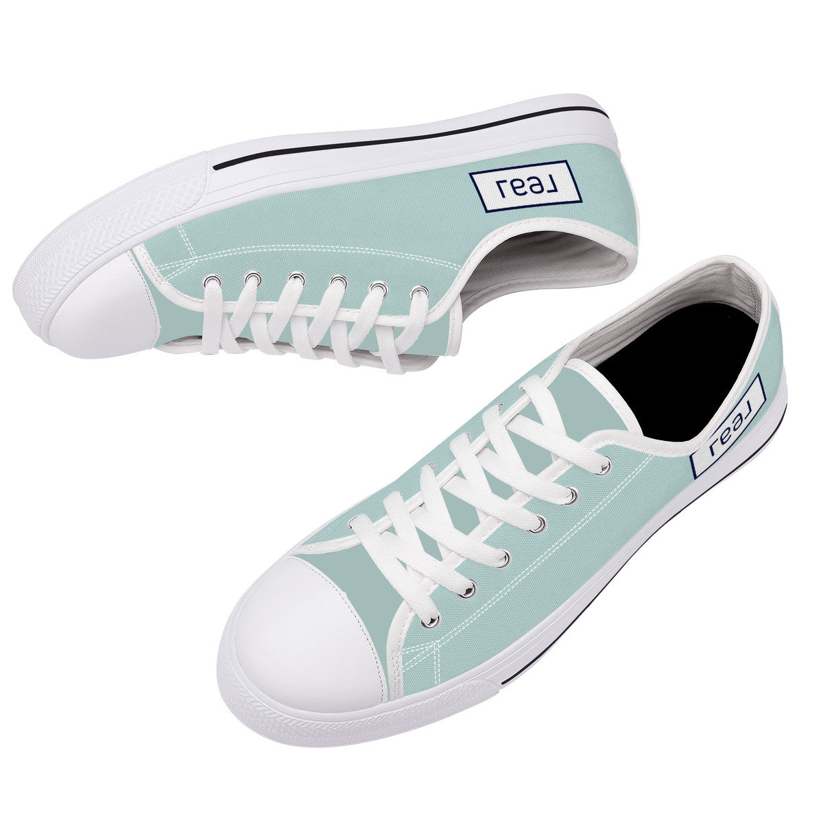 Real White Logo on Aqua Background Canvas Sneakers