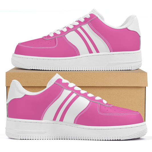 Pink & White with Football Stripe Unisex Air Force Sneakers