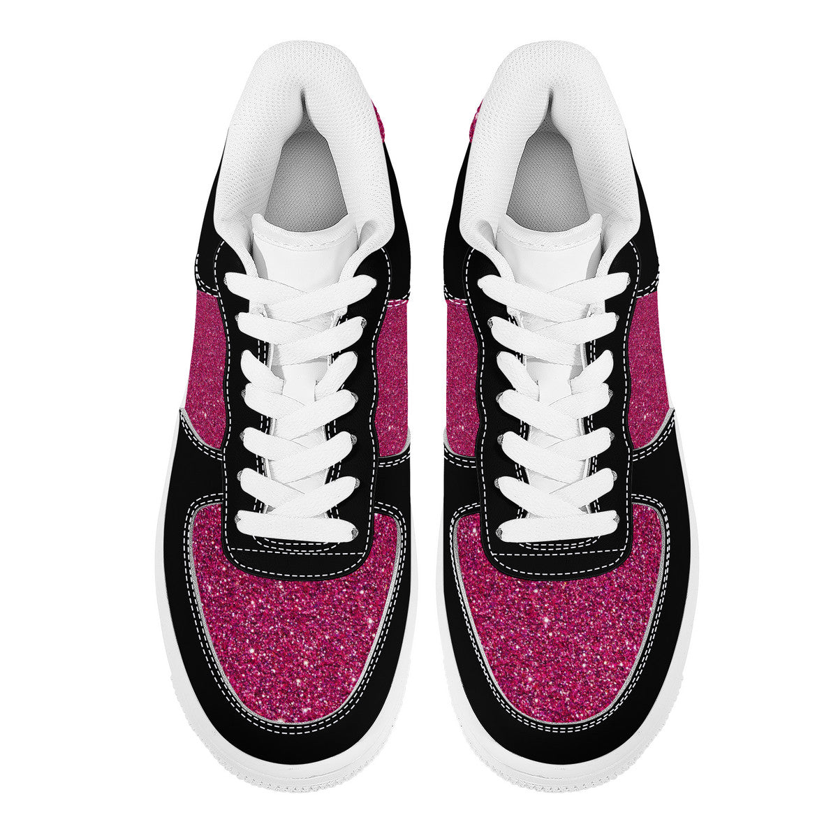 Black and Pink Sparkle Print Unisex Air Force Sneakers