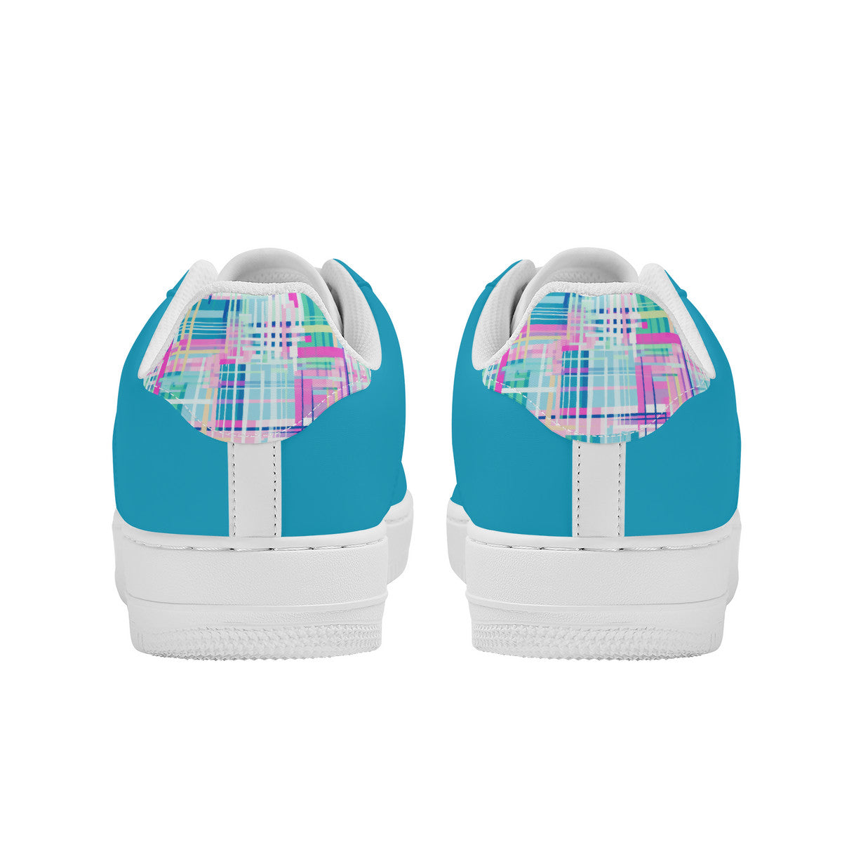 Whimsical Plaid Spectrum: Bright Pinks, Blues, and Greens and Blue Trim Unisex Air Force Sneakers